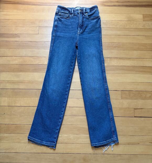 Good American Denim - Good American Good Curve Straight Jeans Size 0/25 High Rise Medium Wash EUC